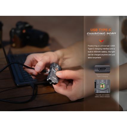 Fenix E03RV20GREY - LED Uzlādējams lukturis LED/USB IP66 500 spīdīgs 30 h 400 mAh