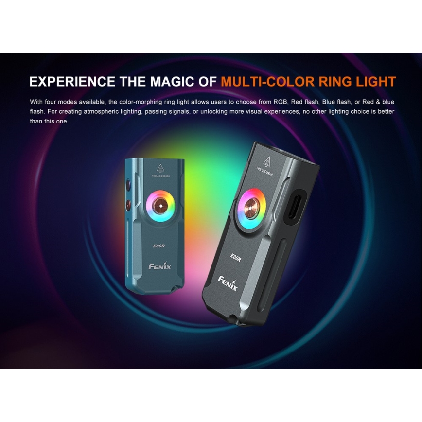 Fenix E06RGRY - LED Aptumšojama uzlādējams lukturītis UV LED/USB IP66 700 spīdīgs 60 h 750 mAh pelēka
