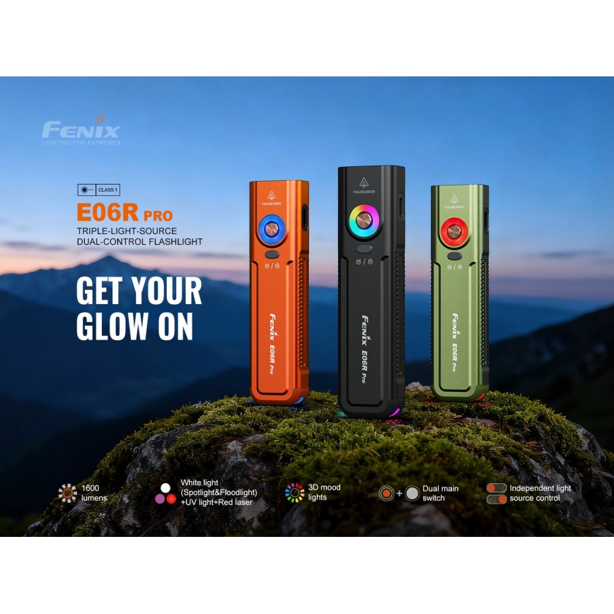 Fenix E06RPROEUBLC- Regulējams LED uzlādējamais lukturis LED/USB 1650 mAh IP66 1600 lm 111 h melns