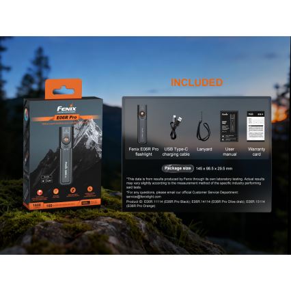 Fenix E06RPROEUBLC- Regulējams LED uzlādējamais lukturis LED/USB 1650 mAh IP66 1600 lm 111 h melns