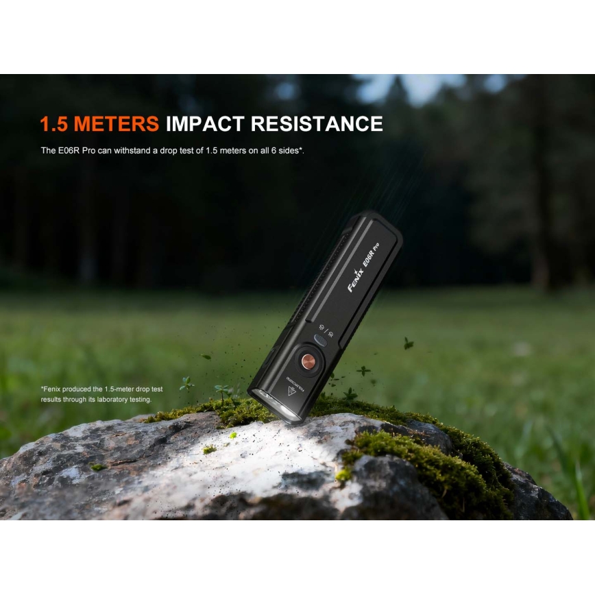 Fenix E06RPROEUBLC- Regulējams LED uzlādējamais lukturis LED/USB 1650 mAh IP66 1600 lm 111 h melns