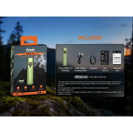 Fenix E06RPROEUOLI - uzlādējamais LED lukturis ar regulējamu spilgtumu LED/USB 1650 mAh IP66 1600 lm 111 h zaļš