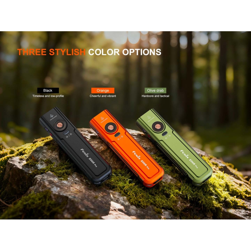 Fenix E06RPROEUOLI - uzlādējamais LED lukturis ar regulējamu spilgtumu LED/USB 1650 mAh IP66 1600 lm 111 h zaļš