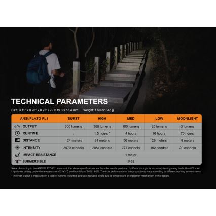 Fenix E09R - LED Uzlādējams lukturis LED/USB IP68 600 lm 70 hrs