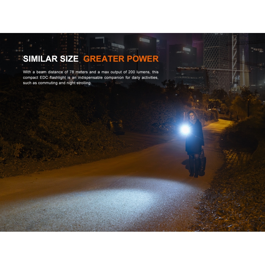 Fenix E12V30 - regulējams LED uzlādējamais lukturis LED/1xAA 2000 mAh IP68 200 lm 100 h melns