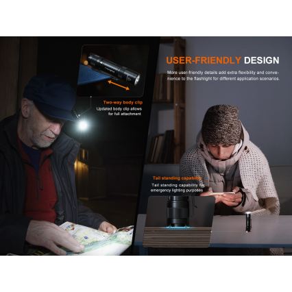 Fenix E12V30 - regulējams LED uzlādējamais lukturis LED/1xAA 2000 mAh IP68 200 lm 100 h melns