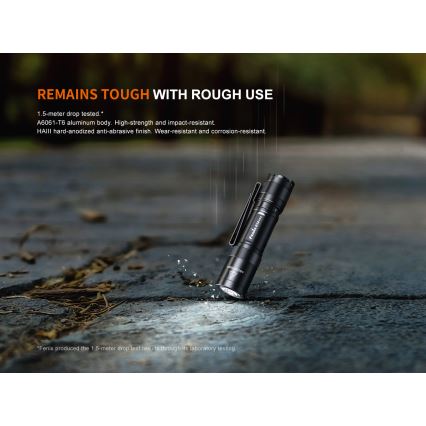 Fenix E12V30 - regulējams LED uzlādējamais lukturis LED/1xAA 2000 mAh IP68 200 lm 100 h melns