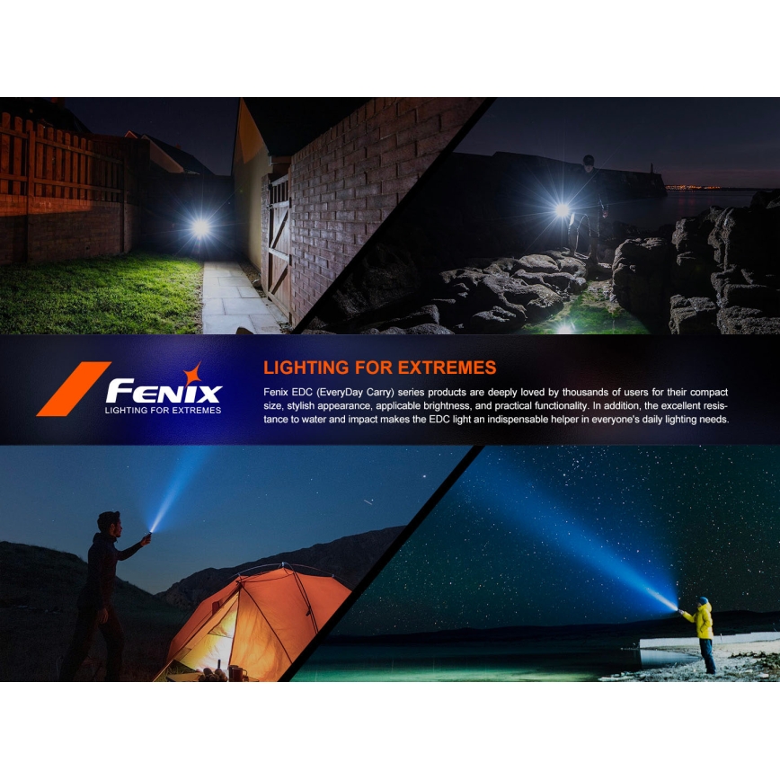 Fenix E18RV20800 - LED uzlādējamais lukturis ar regulējamu spilgtumu LED/USB/1xCR123A 800 mAh IP68 1200 lm 200 h melns
