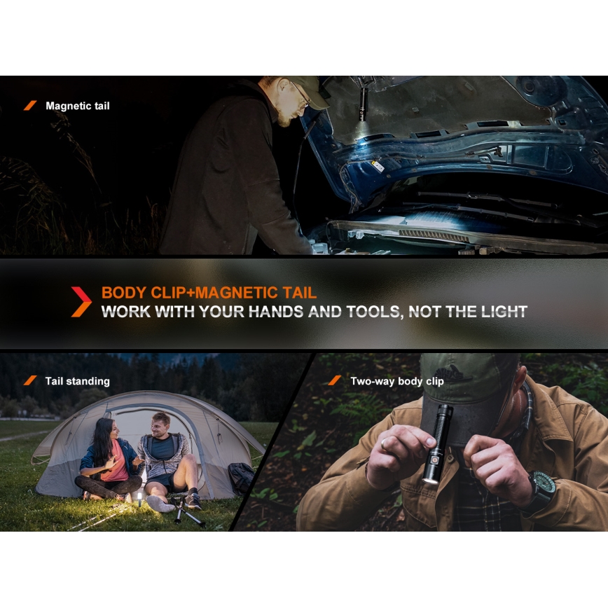 Fenix E28RV20 - LED Aptumšojama uzlādējams lukturītis LED/USB/2xCR123A IP68 1700 spīdīgs 260 h 3400 mAh