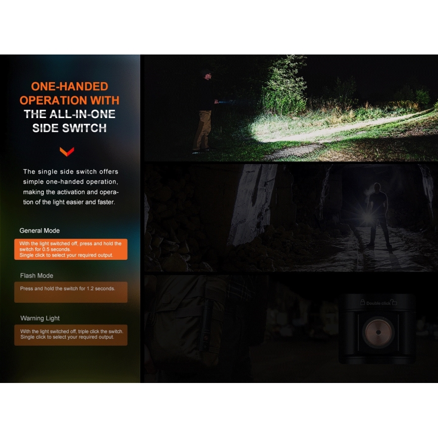 Fenix E28RV20 - LED Aptumšojama uzlādējams lukturītis LED/USB/2xCR123A IP68 1700 spīdīgs 260 h 3400 mAh