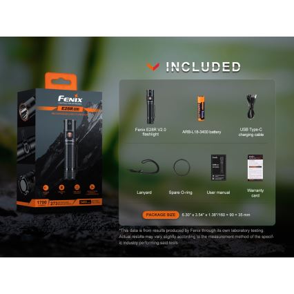 Fenix E28RV20 - LED Aptumšojama uzlādējams lukturītis LED/USB/2xCR123A IP68 1700 spīdīgs 260 h 3400 mAh