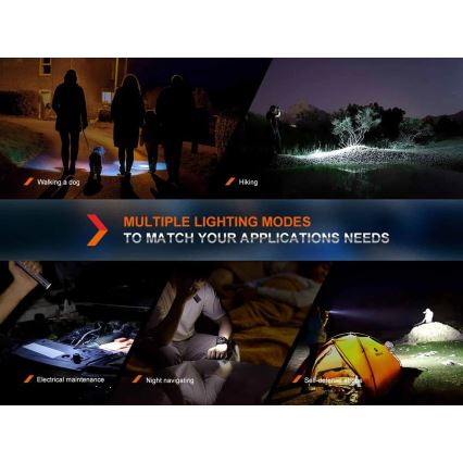 Fenix ECPBLCK - LED Uzlādējams lukturis ar lādētājakumulators USB IP68 1600 spīdīgs 504 h 5000 mAh melna