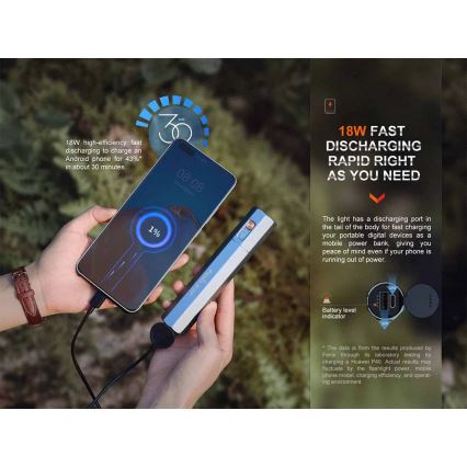 Fenix ECPBLUE - LED Uzlādējams lukturis ar lādētājakumulators USB IP68 1600 spīdīgs 504 h 5000 mAh zila