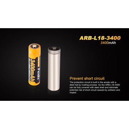 Fenix FE18650LI34 - 1 gab. Uzlādējamais 18650 akumulators, 3,6 V, 3400 mAh