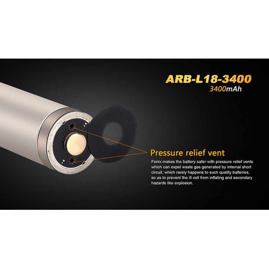 Fenix FE18650LI34 - 1 gab. Uzlādējamais 18650 akumulators, 3,6 V, 3400 mAh