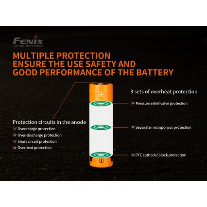 Fenix FE21700V20 - 1 gab. Uzlādējamais 21700 akumulators, 3,6 V, 5000 mAh