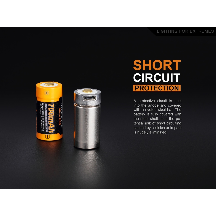 Fenix FERCR123ALIIONUP - 1 gab. USB uzlādējams Li‑jonu akumulators, 3,6 V, 700 mAh