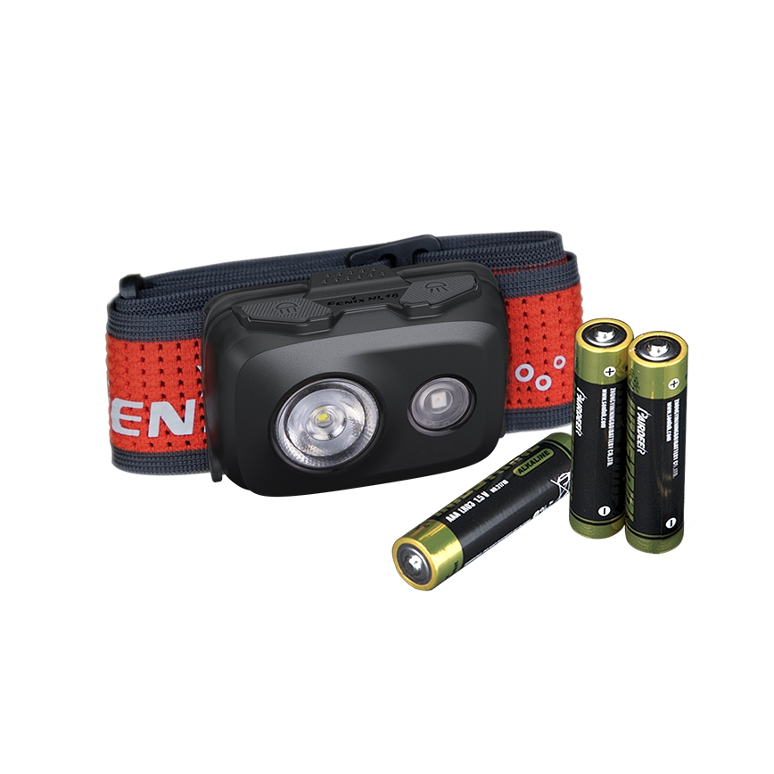 Fenix HL16V2BLK - LED Galvas lampa LED/3xAAA IP66 450 lm 200 h melna/oranža