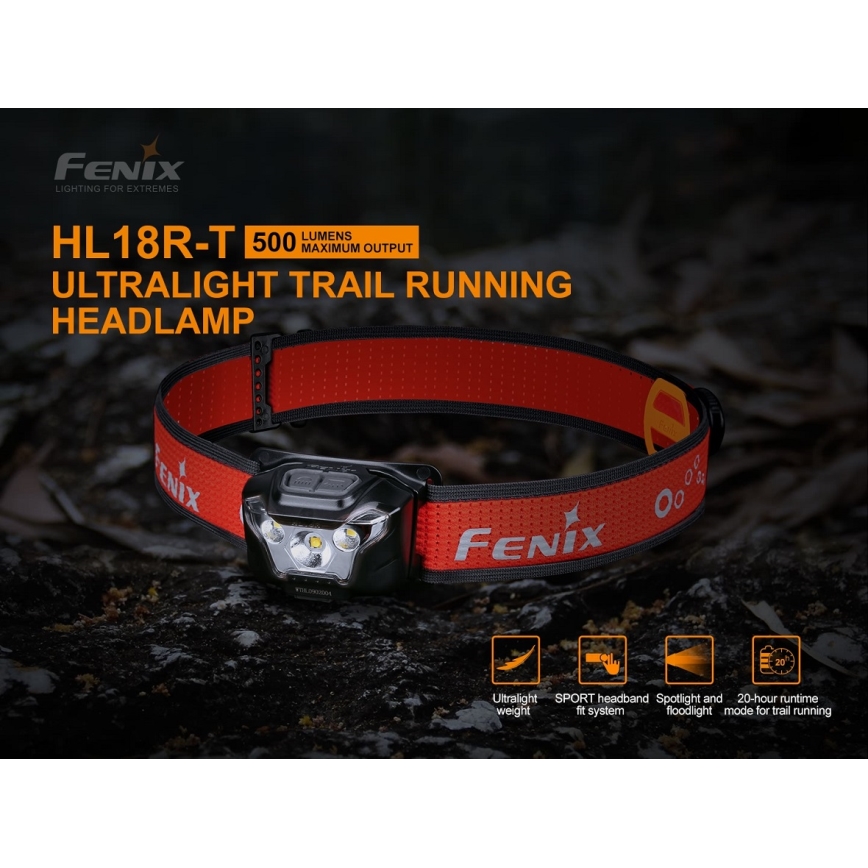Fenix HL18RTRAIL - LED Uzlādējams galvas lukturis LED/3xAAA IP66 500 lm 300 hrs