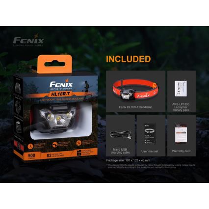 Fenix HL18RTRAIL - LED Uzlādējams galvas lukturis LED/3xAAA IP66 500 lm 300 hrs