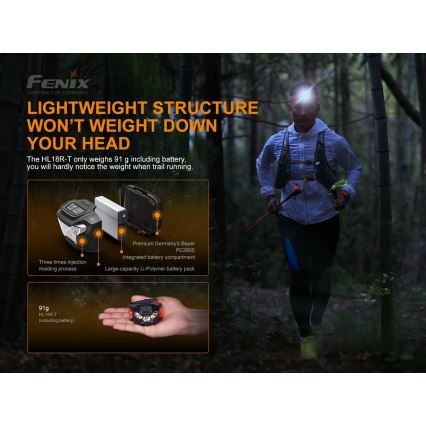 Fenix HL18RTRAIL - LED Uzlādējams galvas lukturis LED/3xAAA IP66 500 lm 300 hrs