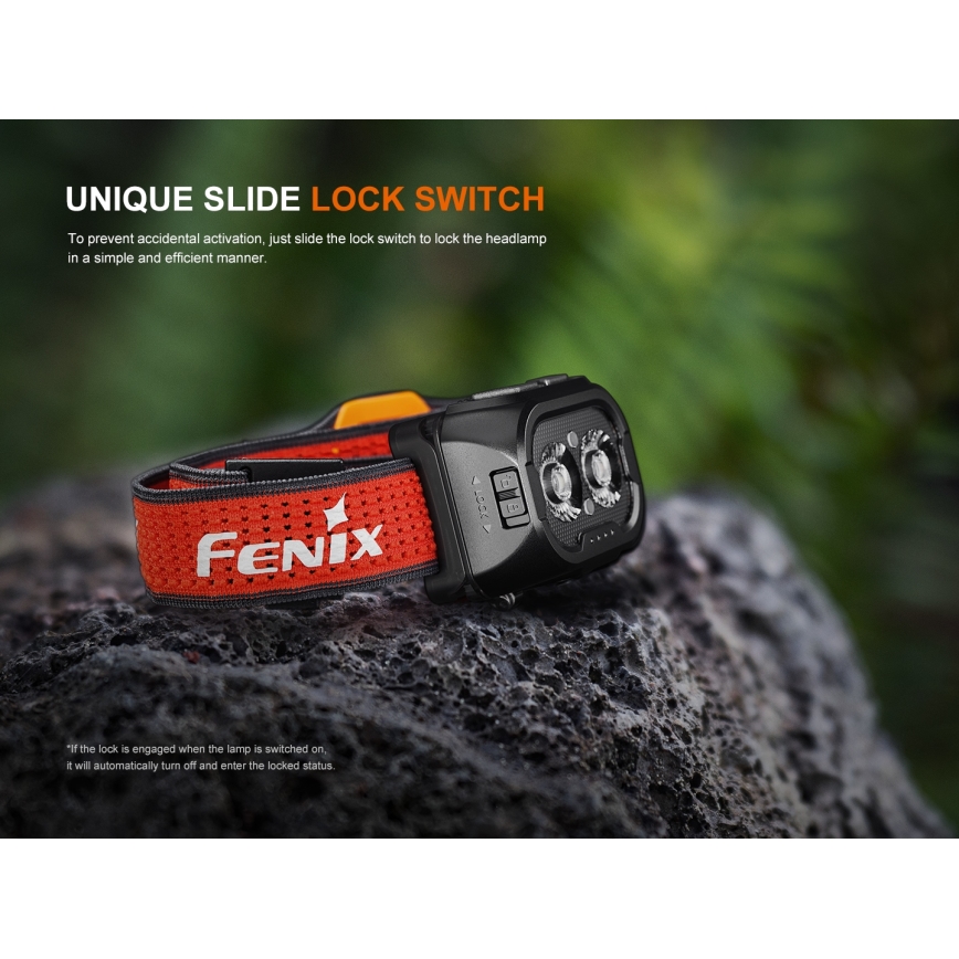 Fenix HL18RTV20BLC - LED Aptumšojama uzlādējams galvas lampa LED/USB/3xAAA IP66 800 lm 160 h 1900 mAh melna/oranža