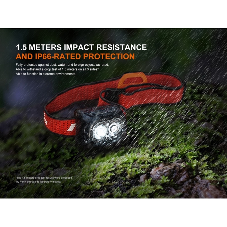 Fenix HL18RTV20BLC - LED Aptumšojama uzlādējams galvas lampa LED/USB/3xAAA IP66 800 lm 160 h 1900 mAh melna/oranža
