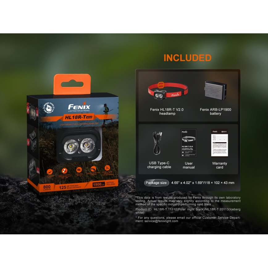 Fenix HL18RTV20BLC - LED Aptumšojama uzlādējams galvas lampa LED/USB/3xAAA IP66 800 lm 160 h 1900 mAh melna/oranža