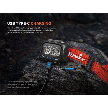 Fenix HL18RTV20WHT - LED Aptumšojama uzlādējams galvas lampa LED/USB IP66 800 spīdīgs 160 h balta/melna