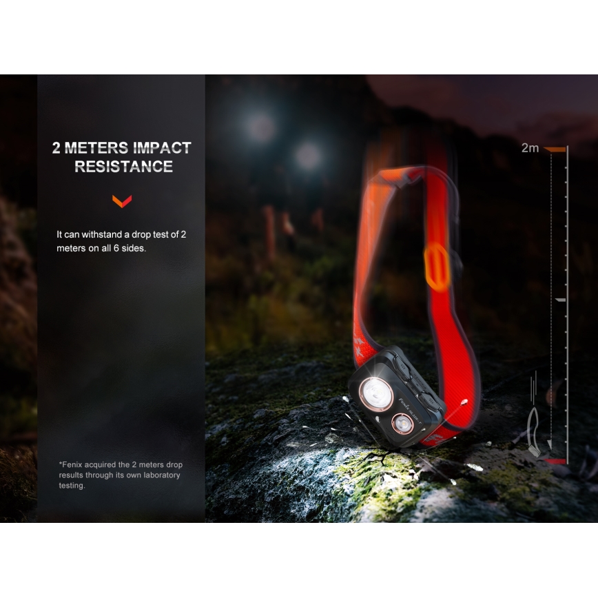 Fenix HL32RTRED - LED Uzlādējama galvas lampa LED/USB/3xAAA IP66 800 lm 300 h sarkana/oranža