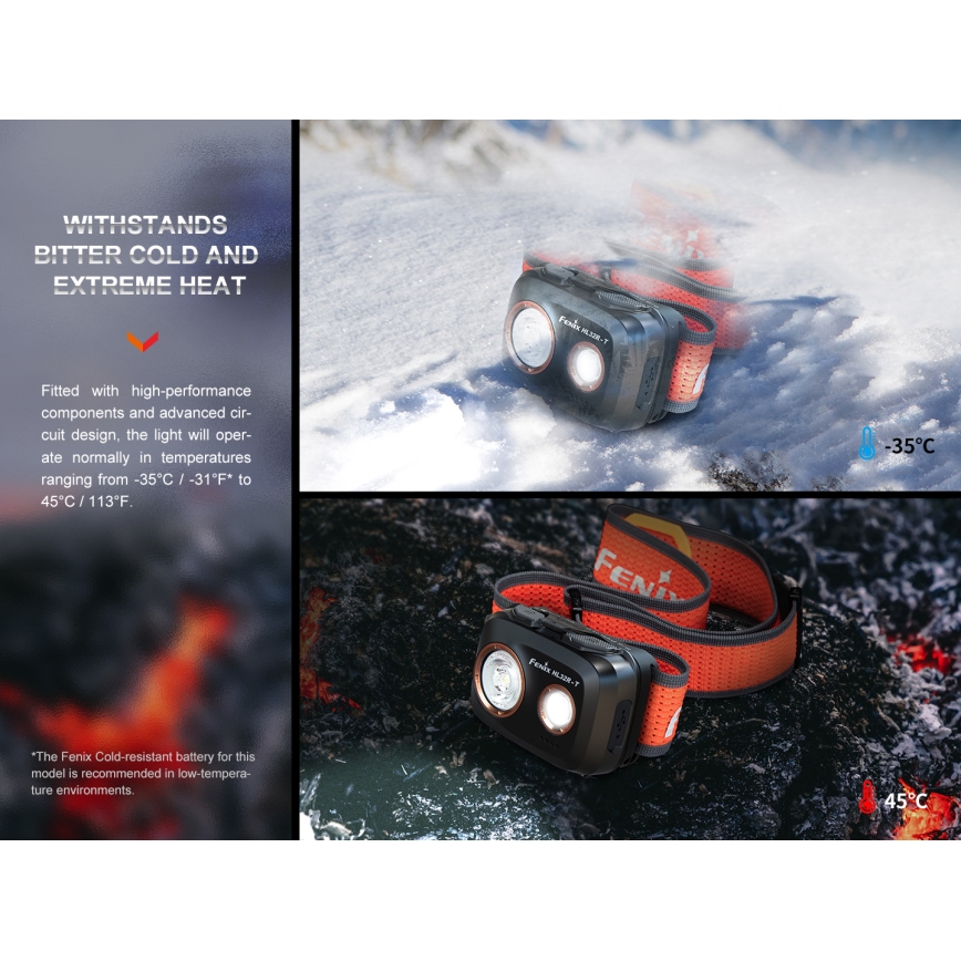Fenix HL32RTRED - LED Uzlādējama galvas lampa LED/USB/3xAAA IP66 800 lm 300 h sarkana/oranža