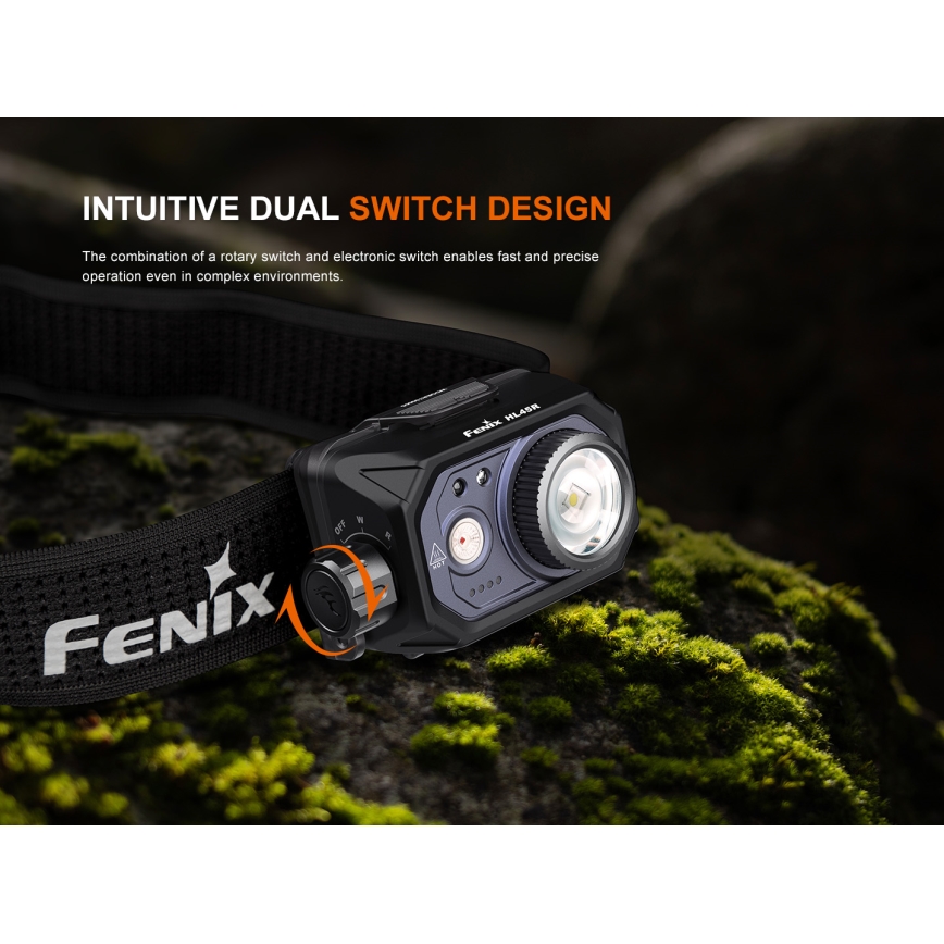 Fenix HL45R - LED Aptumšojama uzlādējams fokusēšanās galvas lampa LED/USB IP66 1000 spīdīgs 240 h melna