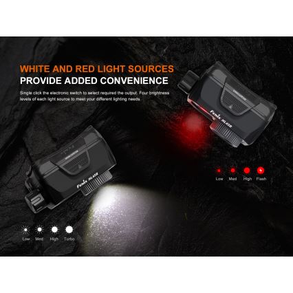 Fenix HL45R - LED Aptumšojama uzlādējams fokusēšanās galvas lampa LED/USB IP66 1000 spīdīgs 240 h melna