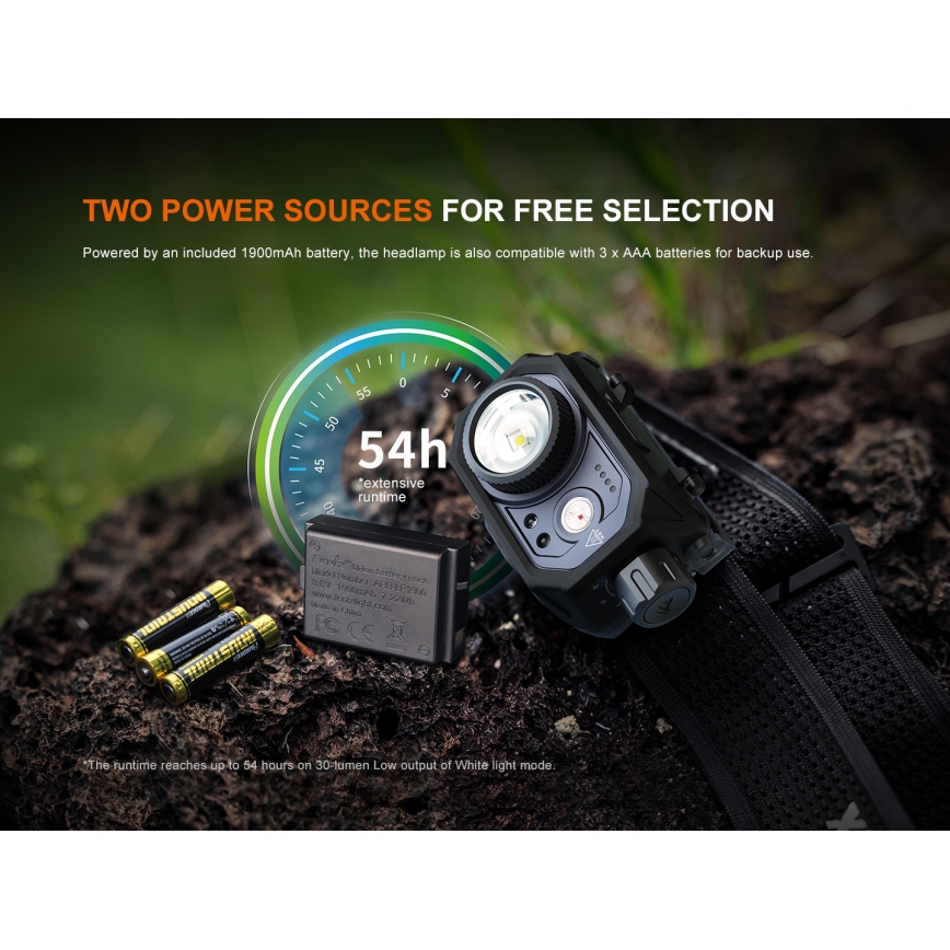 Fenix HL45R - LED Aptumšojama uzlādējams fokusēšanās galvas lampa LED/USB IP66 1000 spīdīgs 240 h melna