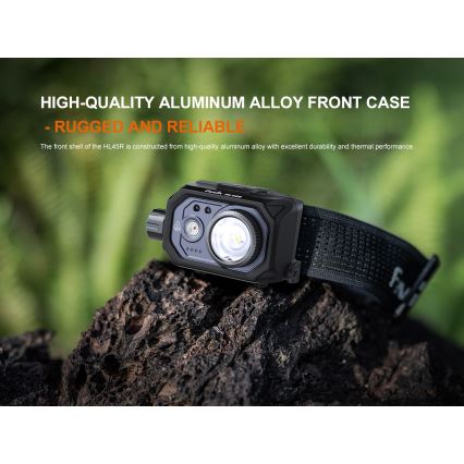 Fenix HL45R - LED Aptumšojama uzlādējams fokusēšanās galvas lampa LED/USB IP66 1000 spīdīgs 240 h melna