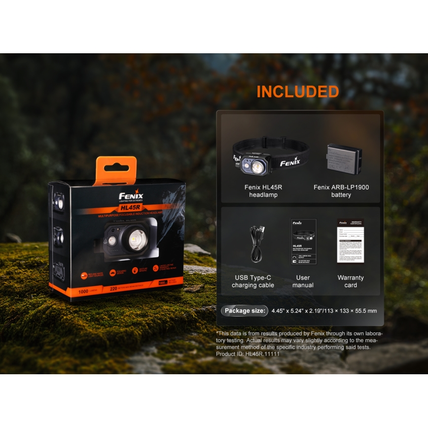 Fenix HL45R - LED Aptumšojama uzlādējams fokusēšanās galvas lampa LED/USB IP66 1000 spīdīgs 240 h melna