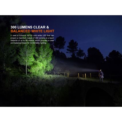 Fenix HM23V20 - LED Aptumšojama galvas lampa LED/1xAA IP68 300 lm 100 h