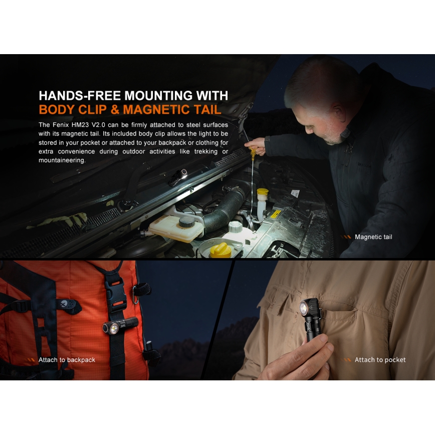 Fenix HM23V20 - LED Aptumšojama galvas lampa LED/1xAA IP68 300 lm 100 h