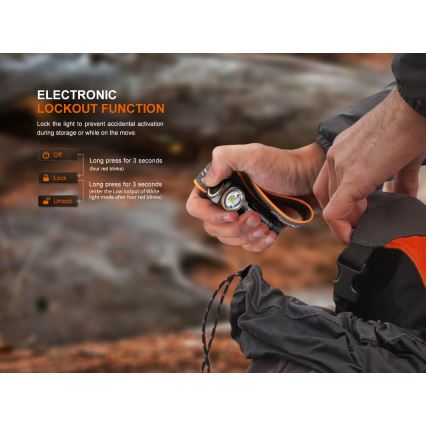 Fenix HM23V20 - LED Aptumšojama galvas lampa LED/1xAA IP68 300 lm 100 h