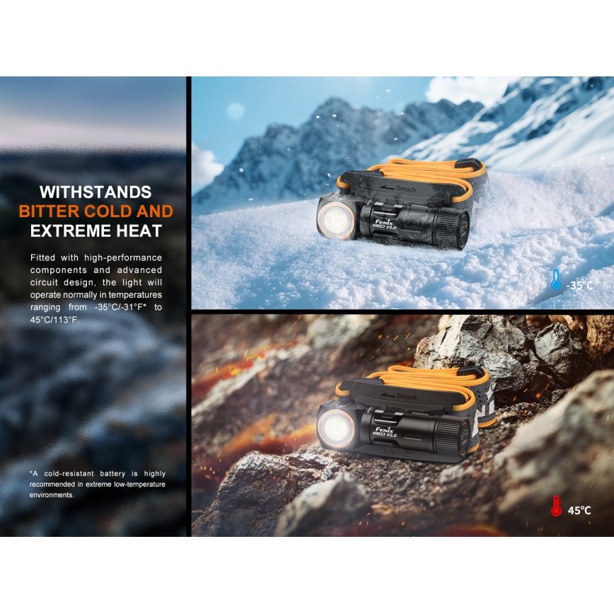 Fenix HM23V20 - LED Aptumšojama galvas lampa LED/1xAA IP68 300 lm 100 h