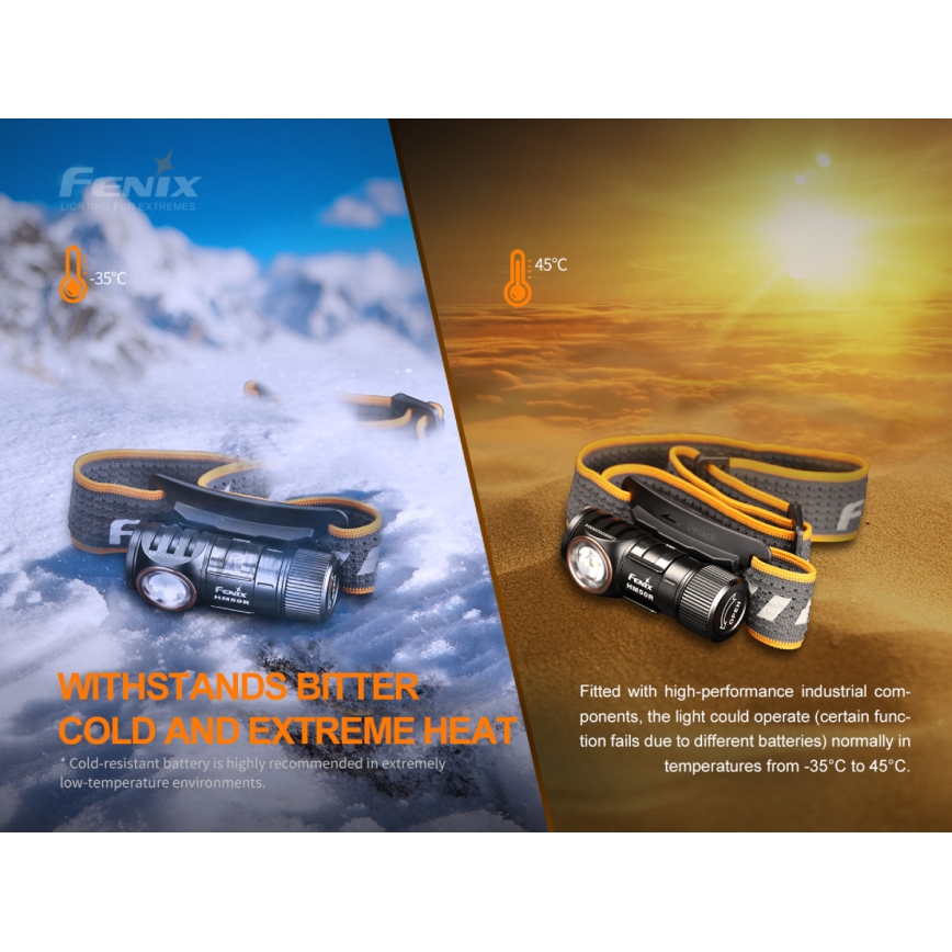 Fenix HM50RV20 - LED Uzlādējama galvas lampa 3xLED/USB/1xCR123A IP68 700 spīdīgs 120 h 700 mAh