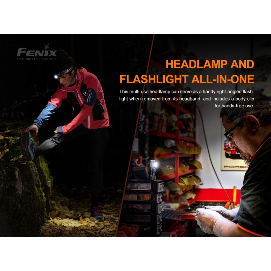 Fenix HM50RV20 - LED Uzlādējama galvas lampa 3xLED/USB/1xCR123A IP68 700 spīdīgs 120 h 700 mAh