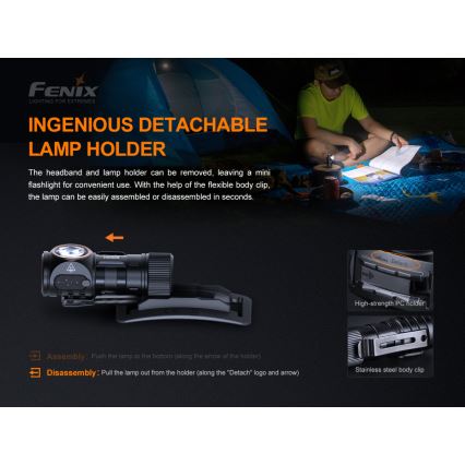 Fenix HM50RV20 - LED Uzlādējama galvas lampa 3xLED/USB/1xCR123A IP68 700 spīdīgs 120 h 700 mAh