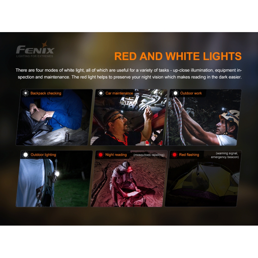 Fenix HM50RV20 - LED Uzlādējama galvas lampa 3xLED/USB/1xCR123A IP68 700 spīdīgs 120 h 700 mAh