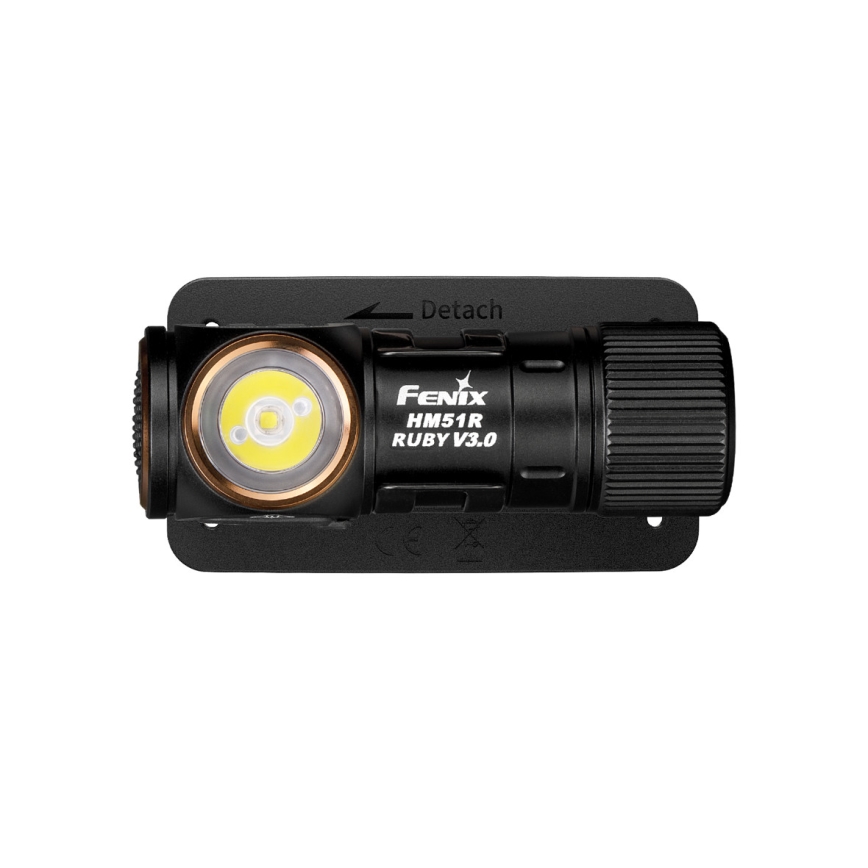Fenix HM51RV30 - LED regulējams, uzlādējamais galvas lukturis LED/USB/1xCR123A 950 mAh IP68 860 lm 125 h oranžs