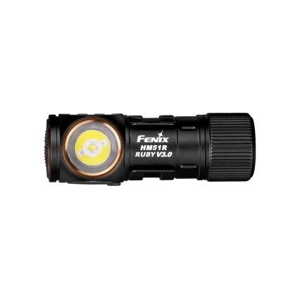 Fenix HM51RV30 - LED regulējams, uzlādējamais galvas lukturis LED/USB/1xCR123A 950 mAh IP68 860 lm 125 h oranžs