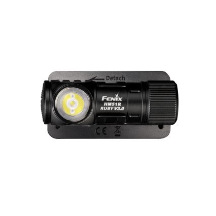 Fenix HM51RV3ABL - LED uzlādējama galvas lampa ar regulējamu spilgtumu LED/USB/1xCR123A 950 mAh IP68 860 lm 125 h melna