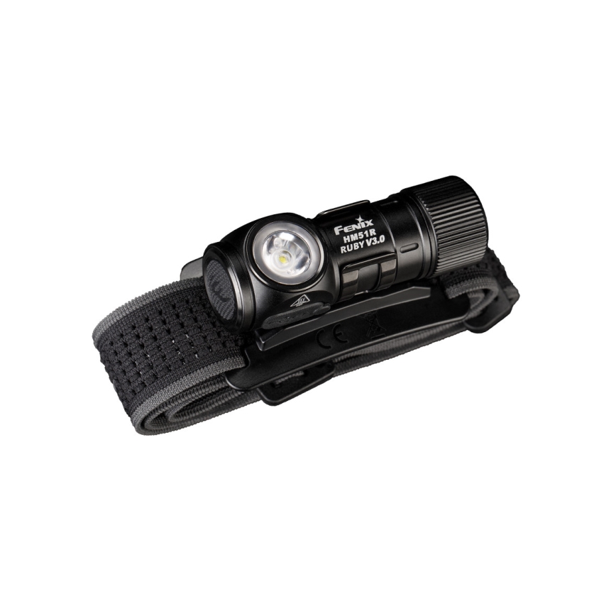 Fenix HM51RV3ABL - LED uzlādējama galvas lampa ar regulējamu spilgtumu LED/USB/1xCR123A 950 mAh IP68 860 lm 125 h melna