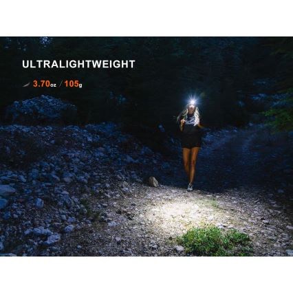 Fenix HM55RABL - LED ar regulējamu spilgtumu uzlādējams galvas lukturis LED/USB/1xCR123A 1600 mAh IP68 1200 lm 141,2 h melns