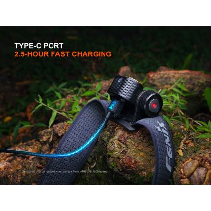 Fenix HM55RABL - LED ar regulējamu spilgtumu uzlādējams galvas lukturis LED/USB/1xCR123A 1600 mAh IP68 1200 lm 141,2 h melns